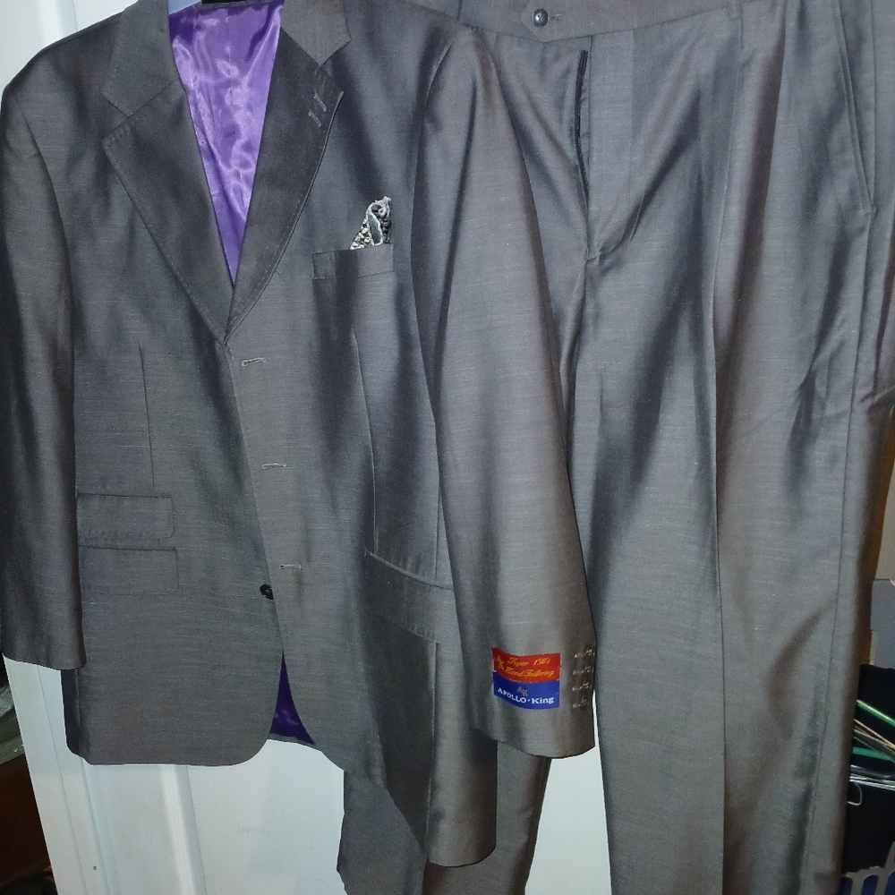 Apollo King 3 Piece  Button Suit 44R Suit 38R Pants Polyester Blend - NWT